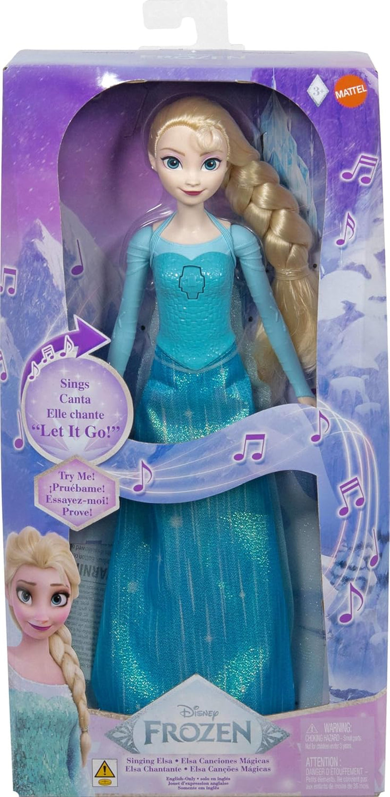 Mattel Disney Frozen Toys Zpívající panenka Elsa v ikonickém oblečení zpívá Let It Go z filmu Disney Frozen pro děti