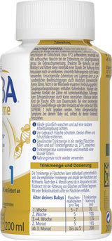 BEBA Nestlé BEBA SUPREME 1 Kojenecká výživa: Lahvičky k pití s ​​Omega 3, 1 balení (1 x 200 ml)