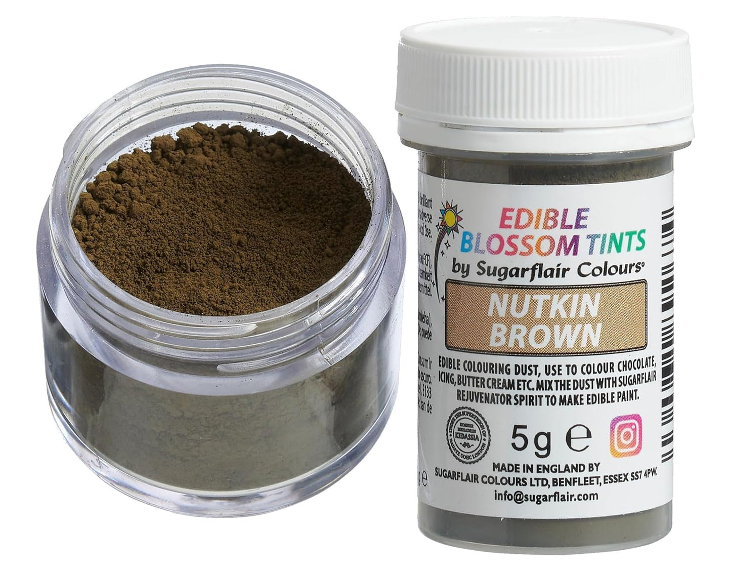 Sugarflair Blossom Tint Dust Nutkin Brown - Potravinářské barvivo v prášku na ozdoby dortů, fondán, polevu, čokoládu, máslový krém, makronky a další - 5 g