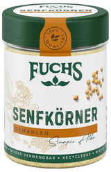 Fuchs Gewürze - Senfkörner gemahlen - für die Zubereitung von Rubs, zum Verfeinern von Suppen und Saucen - přírodní složky - 45 g v wiederverwendbarer, recyclebarer Dávka