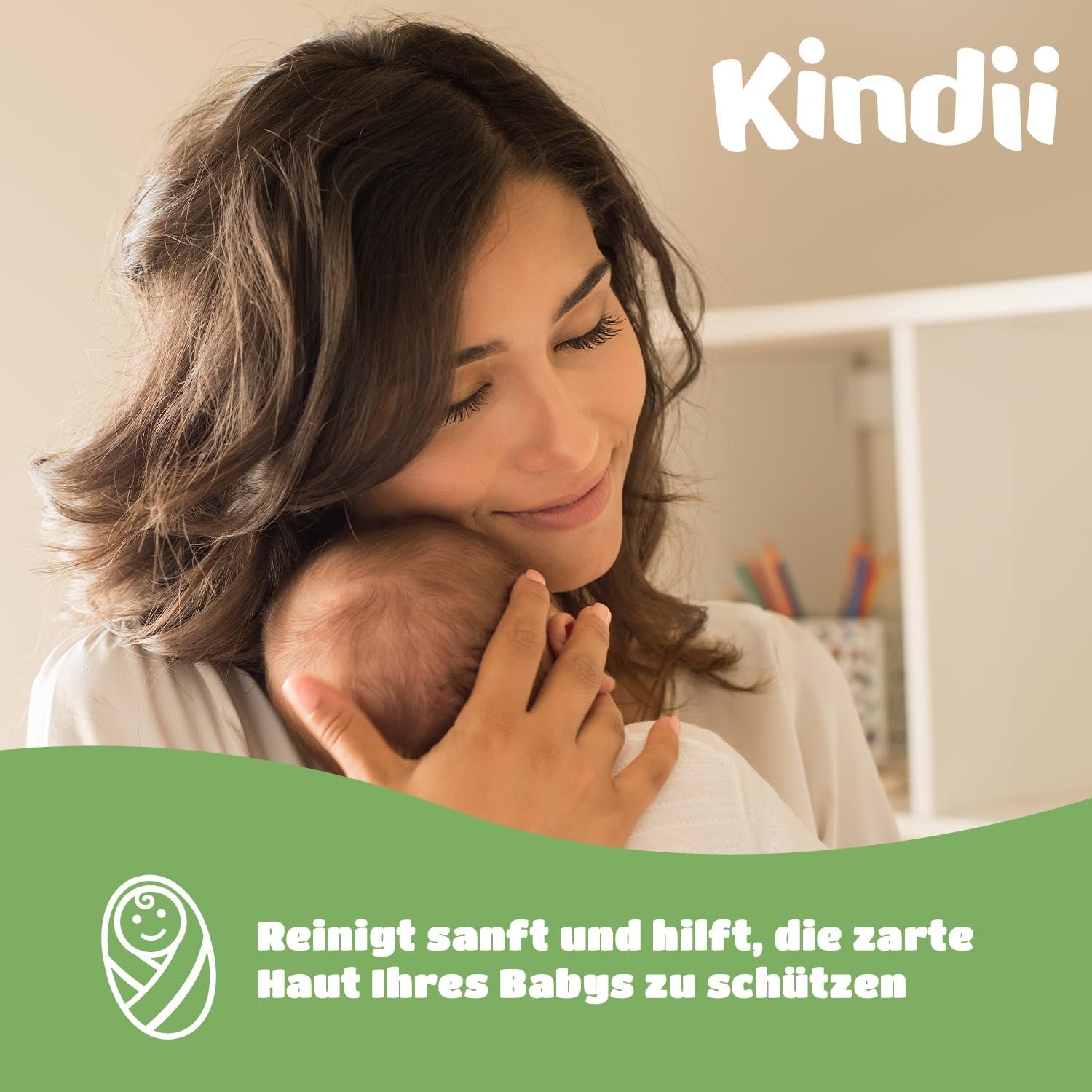 Kindii Natural Balance vlhčené ubrousky pro miminka – (1 x 60 ks) Vlhčené ubrousky pro miminka a děti – Ochranné, Aloe Vera, Jemná vůně – 60 ks.