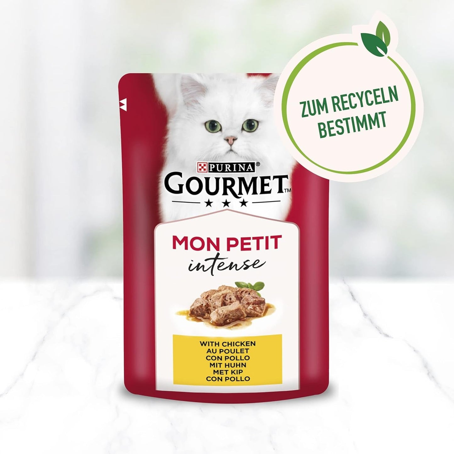 Gourmet Mon Petit Intense mokré krmivo pro kočky, drůbež, balení po 8 kusech (8 x 6 sáčků po 50 g)