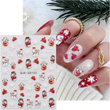 JMEOWIO 3D Nálepka na nehty Weihnachten Nálepka na nehty Selbstklebend Nagelaufkleber 5D Stereoskopisch Schneeflocke Xmas Winterurlaub Niedlich Dekoration Nageldesign Zubehör 4 Blatt