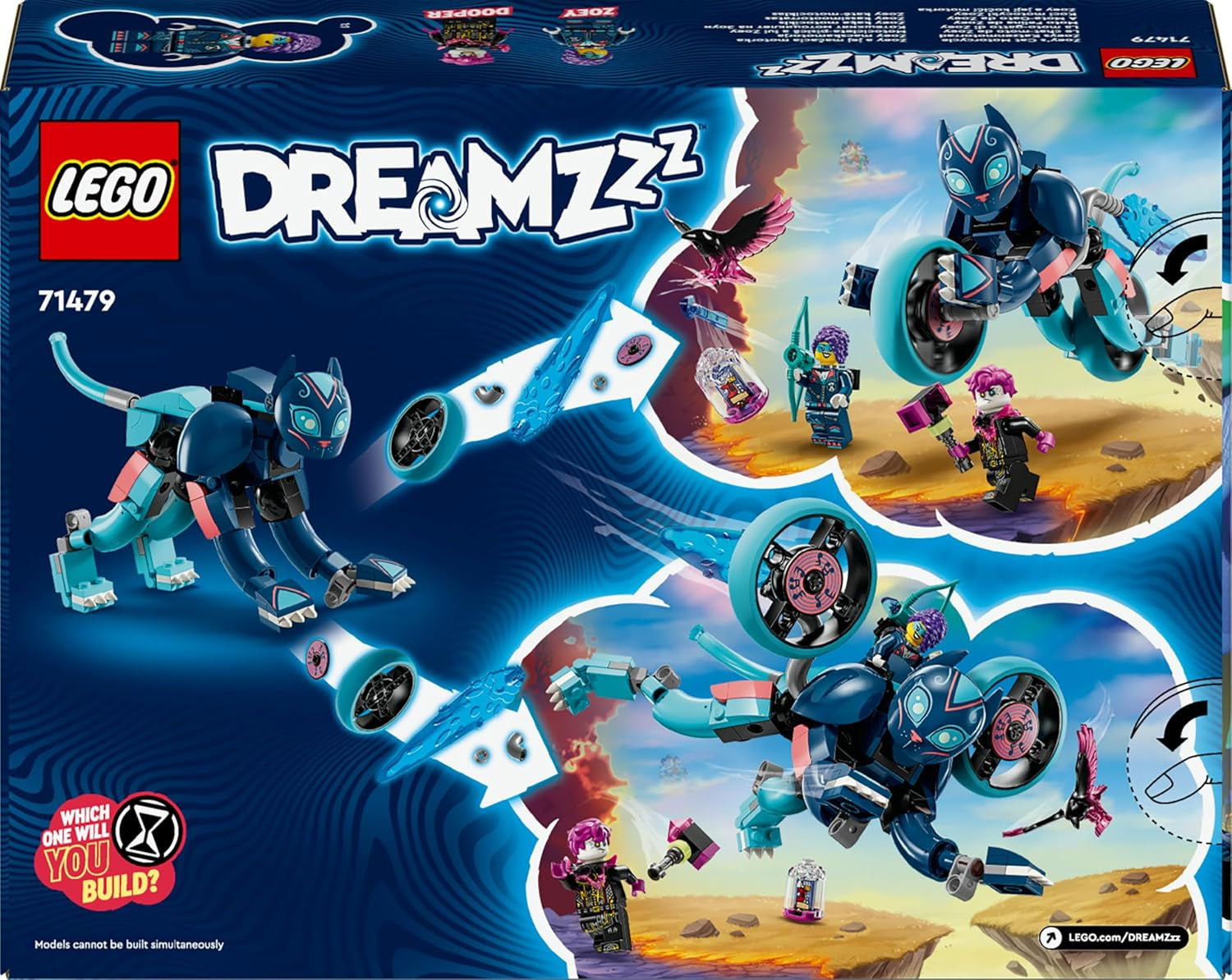 LEGO Dreamzzz Zoey's Cat Motorcycle 2 v 1 dárek pro 7 a více let starý model zvířat Stavebnice Hračka Motocykl Fantasy hrací sada pro chlapce a dívky 71479 Stavebnice Beuche den LEGO-Store