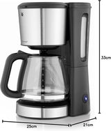 Espresso WMF Bueno se skleněnou karafou, filtrovaná káva, 10 šálků, tlačítko zapnutí/vypnutí, systém proti odkapávání, oscilační filtr, automatické zastavení, topná deska, 1000W