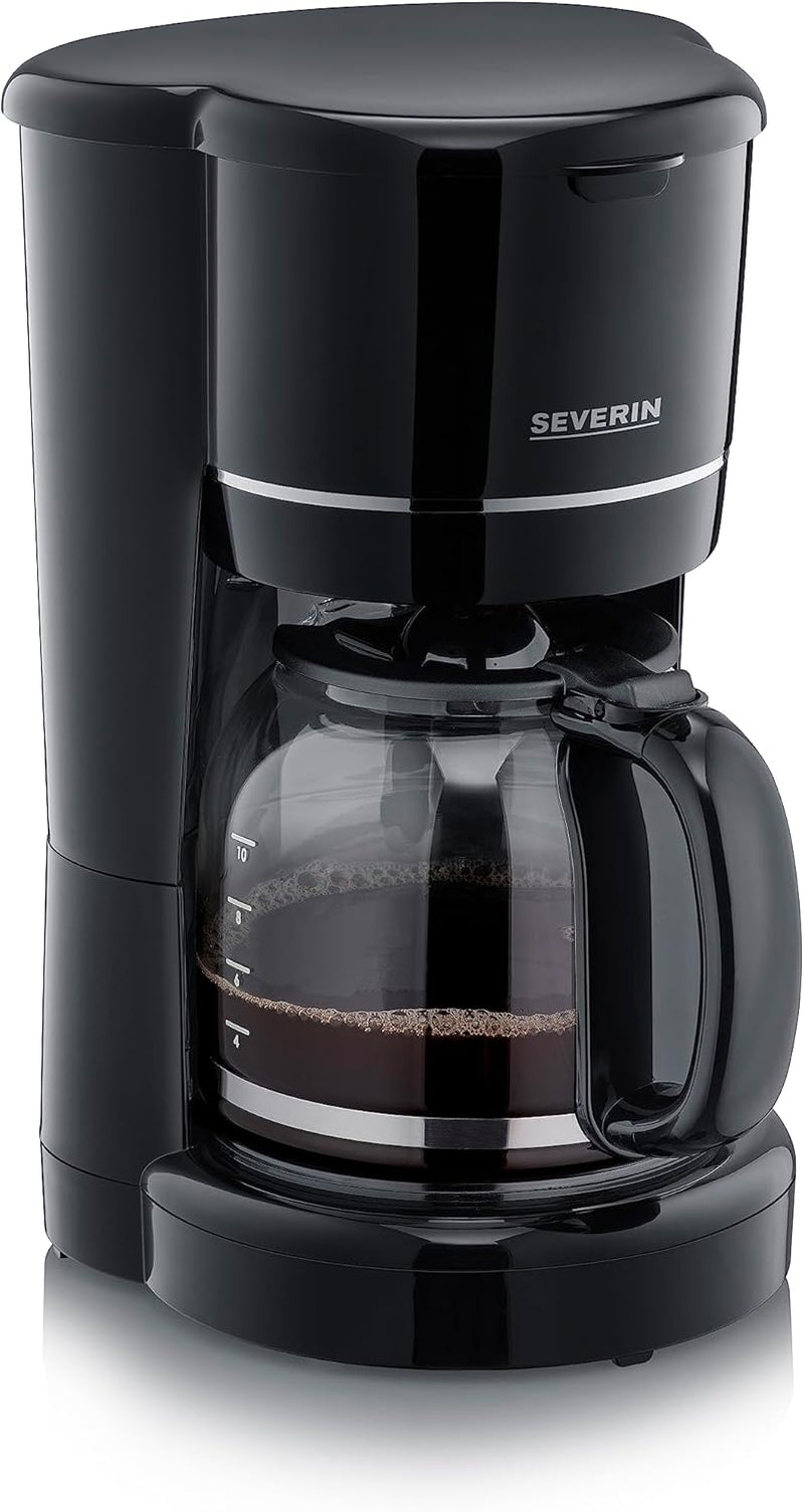 Kompaktní espresso SEVERIN, aromatická káva s kávovarem až na 4 šálky, espresso kávovar s filtrem a permanentně oscilujícím filtrem, nerez/černá, KA 4808