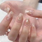 24ks Square Nude French Short Full Cover Umělé nehty Press On Nails For Women Girls