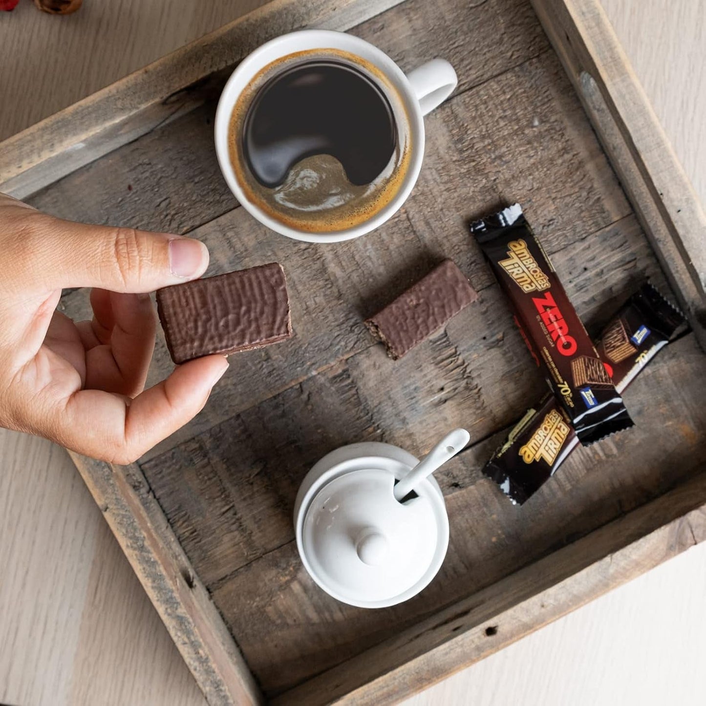 Vafle s hořkou čokoládou Tirma 70% kakaa | Bez přidaného cukru | Vhodné pro keto diety | Nízký obsah sacharidů | Pro diabetiky Čokoládové oplatky Multi Pack | 3 kusy | 64,5 g