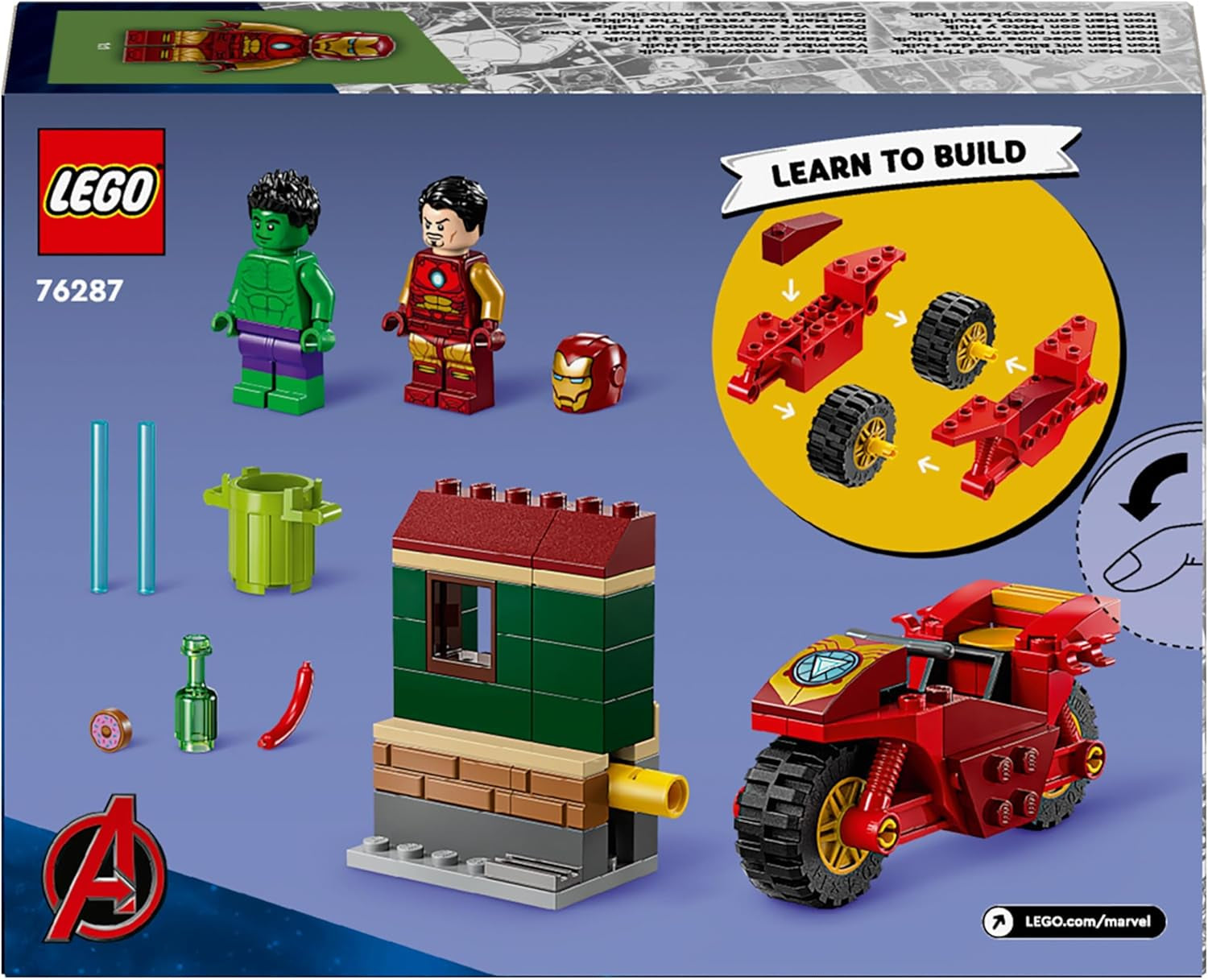 LEGO Marvel Iron Man s kolem a Hulkem, hračka na stavění superhrdinů pro děti, sada kolekce s kolem a minifigurkami, dárek pro dívky a chlapce 4 roky staré 76287 stavebnice Besuche den LEGO-Store