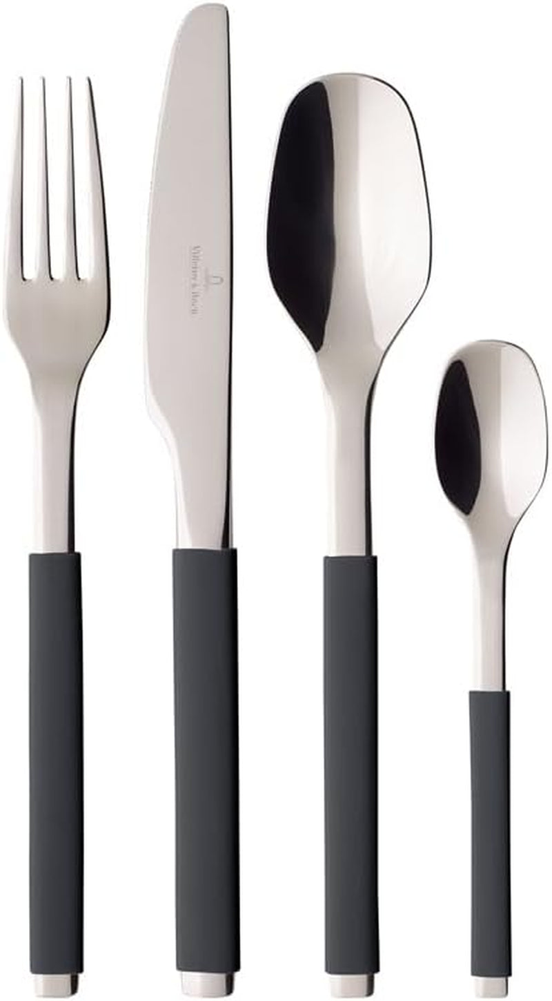 Villeroy And Boch S+ Cozy Grey Nádobí až pro 6 osob, 24 kusů, nerezová ocel, rukojeť pokrytá šedým silikonem Kitchen Naty Shop