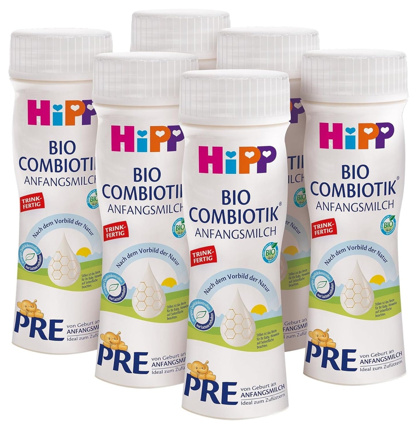 HiPP PRE organické kombinované mléko připravené k pití (6 x 200 ml) kojenecké mléko od narození obsahuje pouze laktózu jako sacharidy nejlepší organické