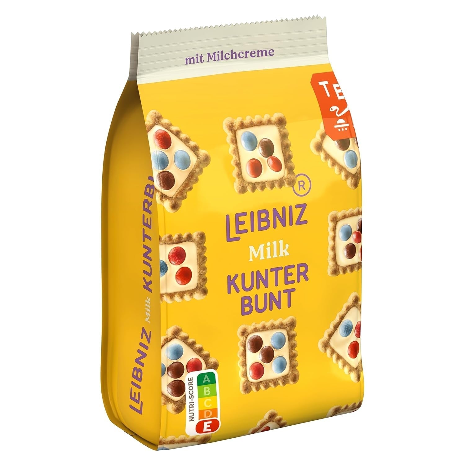 LEIBNIZ Kunterbunt Milk, balení 12 ks, Křupavé sušenky s mléčným krémem a kousky čokolády (12 x 125 g)