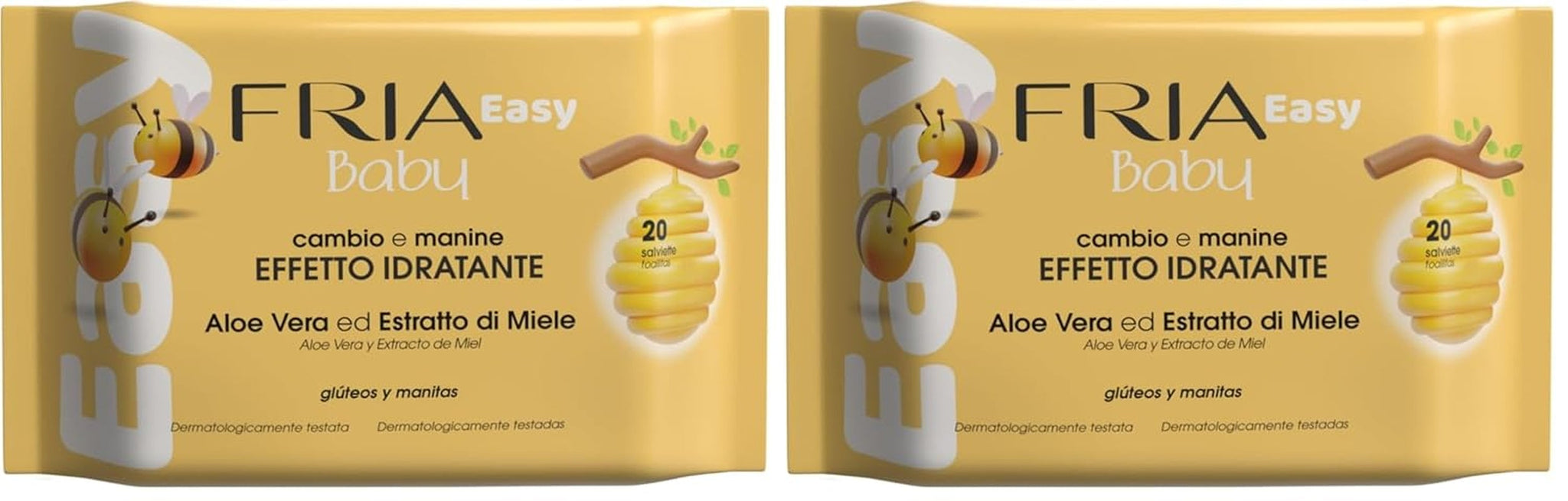 Easy Baby vlhčené ubrousky s Aloe Vera a extraktem z medu zvlhčující pokožku, dermatologicky testováno, balení 20 ubrousků