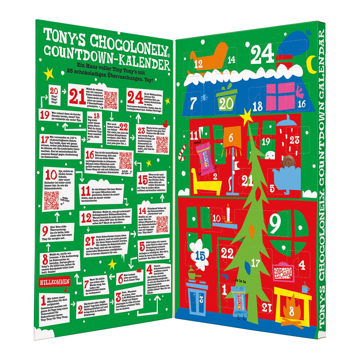 Belgický čokoládový adventní kalendář Tony's Chocolonely Fairtrade – 24 dní, 10 lahodných odrůd