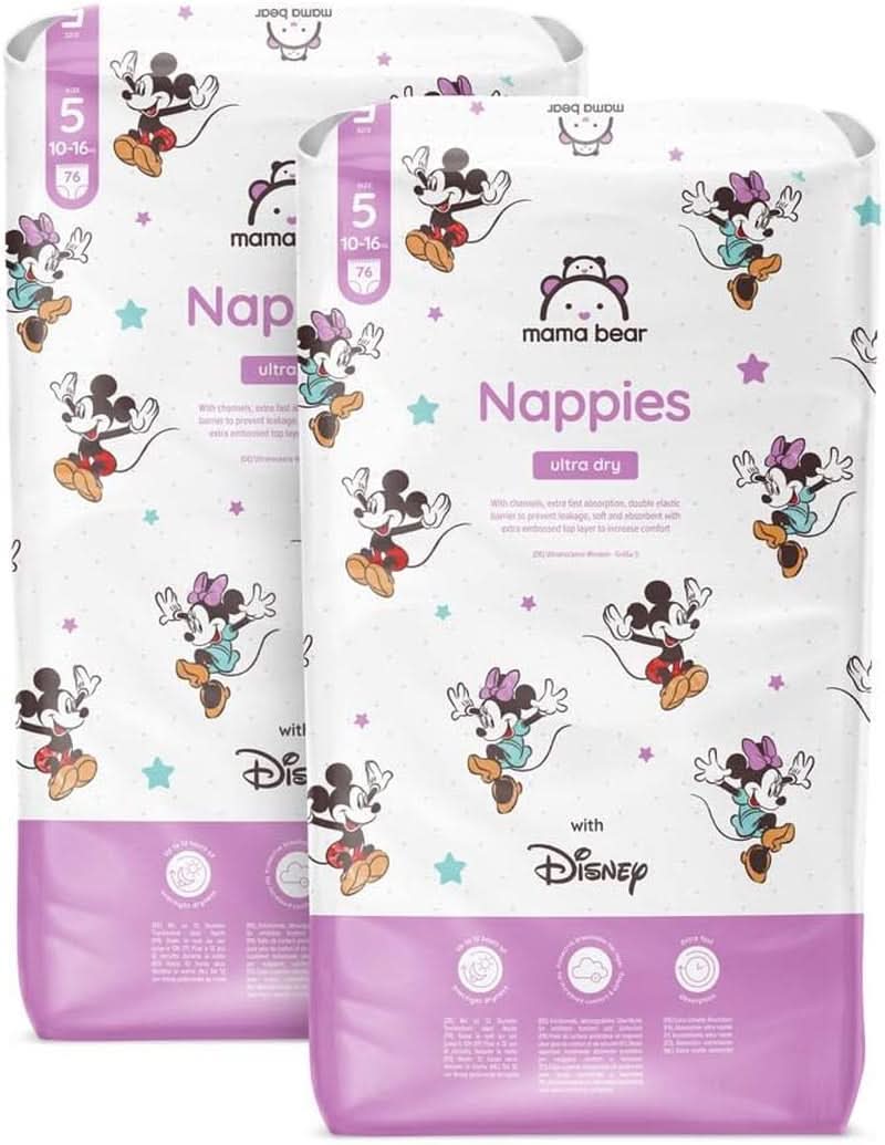 Plenky Mama Bear Disney Ultra Dry velikost 4 (8-14 kg), bílé, 84 kusů (1 balení)