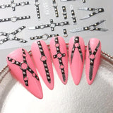 2KS 5D embosovaný gotický punk Nálepka na nehty, Nálepka Nagel Selbstklebend Kreuz Und X-Form Halloween Nagelaufkleber, Nageldesign Zubehör Für Damen Nail Art