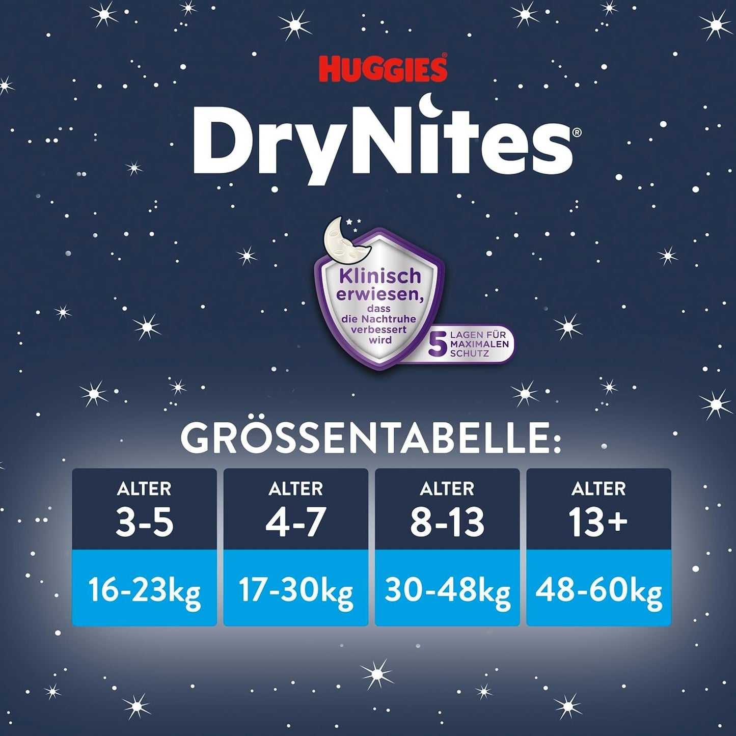 Noční noční pomočování Huggies DryNites pro dívky 13-přibližně 17 let (48-60kg) Počet 33 (3 x 11) Jumbo měsíční balení XL plenkové kalhotky