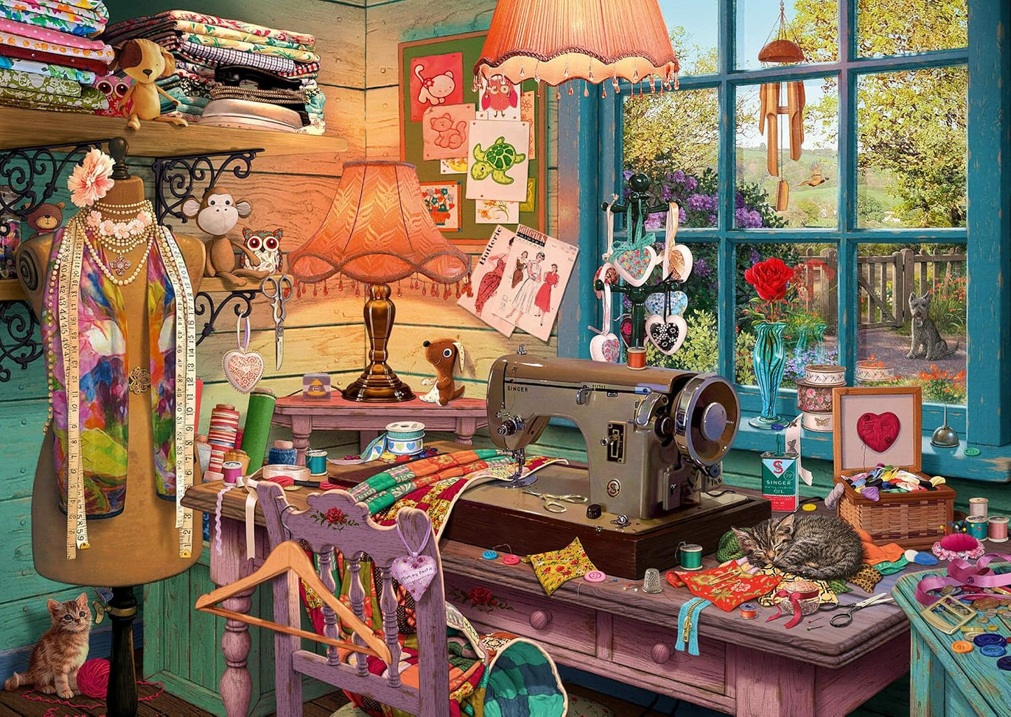 Schmidt Spiele 59654 Tajné puzzle, V šicí místnosti, puzzle 1000 dílků Puzzle Naty Shop