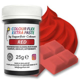 Sugarflair Colourflex Extra Paste potravinářské barvivo, červené - Jedlé potravinářské barvivo na máslový krém, čokoládu, cukrovou pastu, polevu, fondán, dortové směsi, těsto a další - 25g