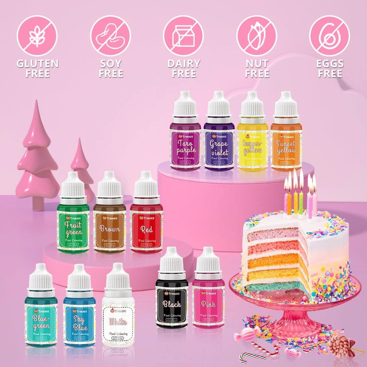 Sada 12 ks tekutých potravinářských barviv, 10 ml Naty Shop