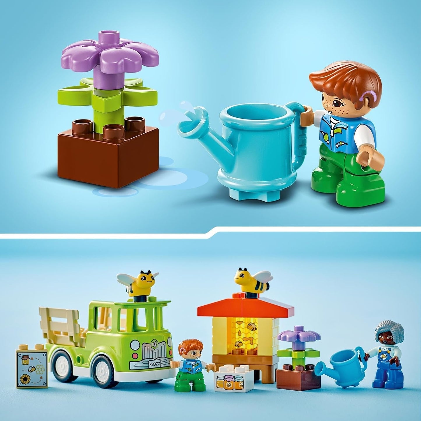 LEGO DUPLO Městské včelaření a úly, vzdělávací hračka pro batolata se 2 figurkami a pojízdným vozíkem, sada na stavění a přestavování, hračka pro batolata od 2 let 10419 stavebnice Besuche den LEGO-Store