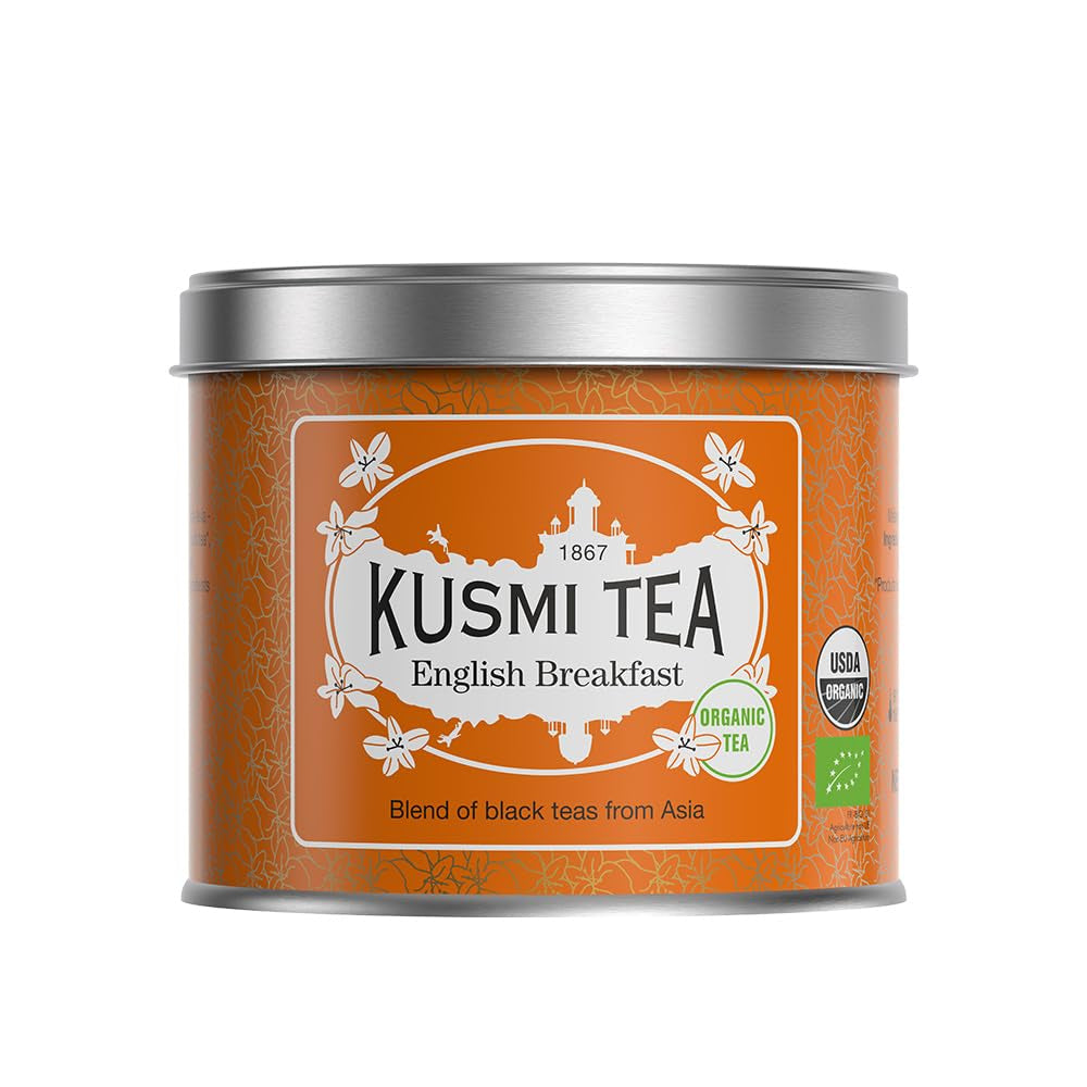 Kusmi Tea - Earl Grey Intense - Bio černý čaj Earl Grey se silným bergamotem a pikantním citronem - Sypaný čaj - 100g kovová krabička - Množství na cca 50 šálků