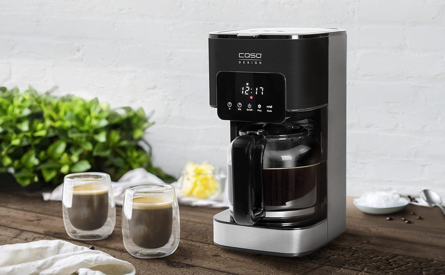 Espresso kávovar CASO Coffee Taste and Style s permanentním filtrem, 1,5 l, optimální teplota spařování 92-96 °C, systém proti odkapávání, optimalizovaná spařovací hlava, nerez, 12 šálků