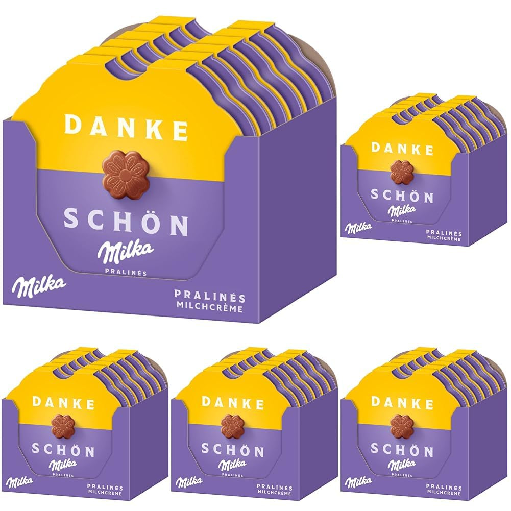 Milka Little Thank You Chocolates 12 x 44 g, jemné mléčné krémové čokolády s alpskou mléčnou čokoládou (balení 5 ks)