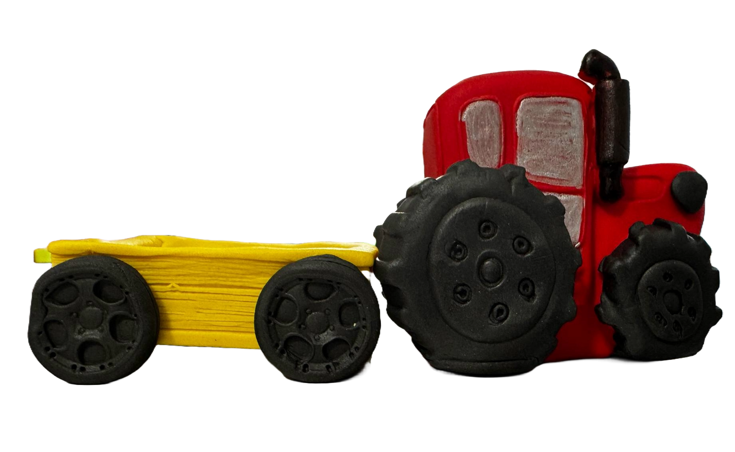 Sada 2 jedlých dekorací z cukrové pasty, Traktor s přívěsem Dekorace z cukrové pasty Nati Shop
