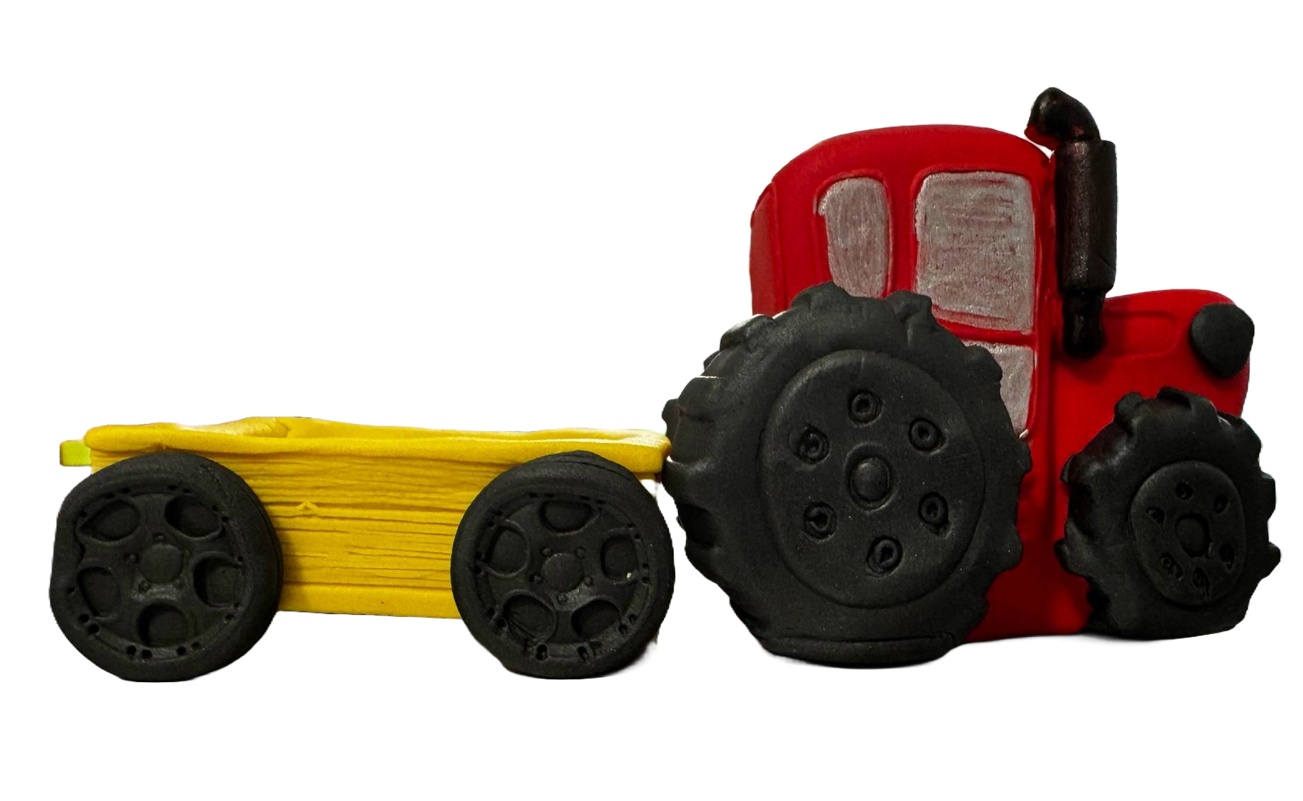 Sada 2 jedlých dekorací z cukrové pasty, Traktor s přívěsem Dekorace z cukrové pasty Nati Shop