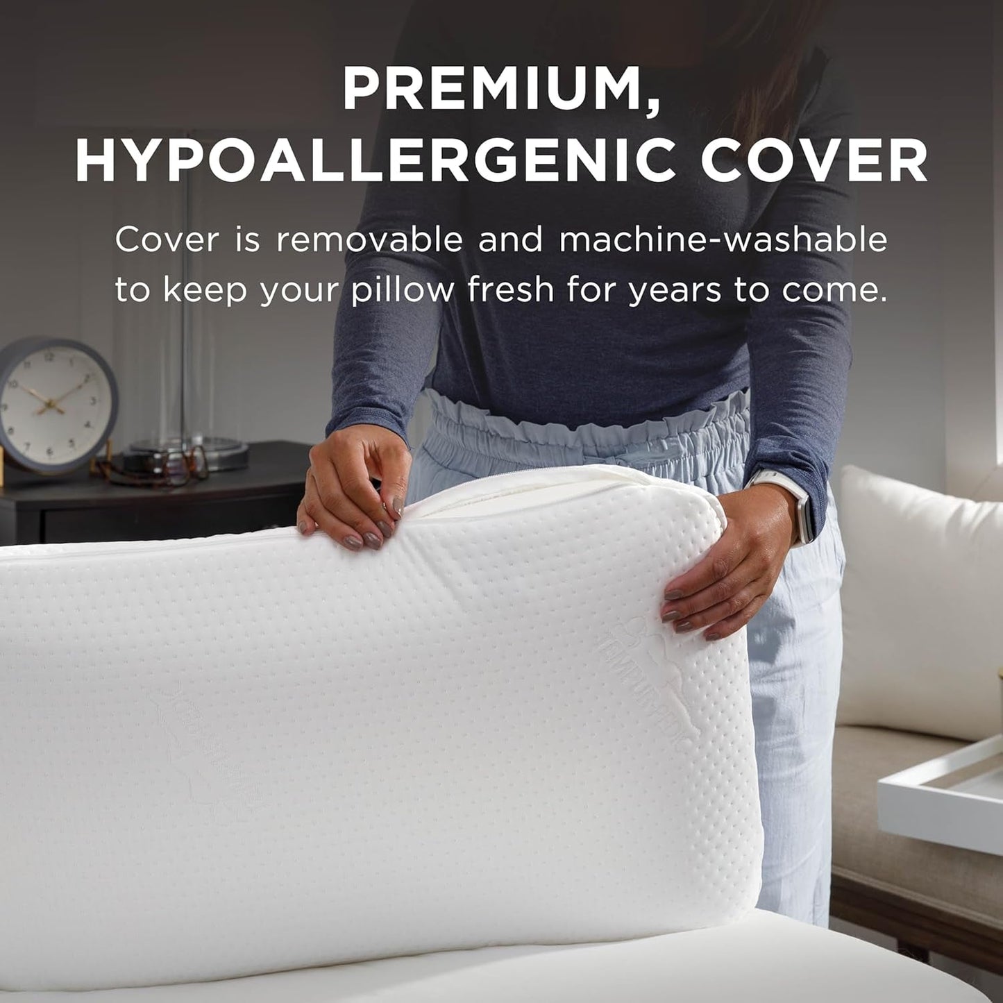 TEMPUR-PEDIC Symphony Polštář Vyrobeno z paměťové pěny, Luxusní, Měkké, Standardní, Bílé Standardní polštáře Naty Shop