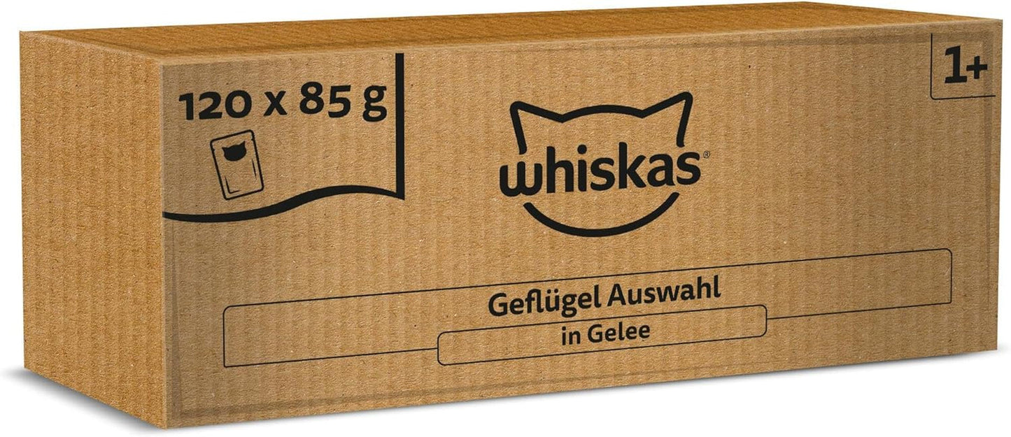 WHISKAS Mokré krmivo pro kočky v želé 120 x 85g Výběr z drůbeže