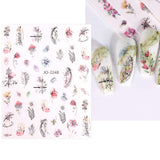 JMEOWIO Nálepka na nehty Frühling Blume 12 Blatt Nálepka na nehty Selbtklebend Nagelaufkleber Blätter Dekoration Nageldesign Zubehör