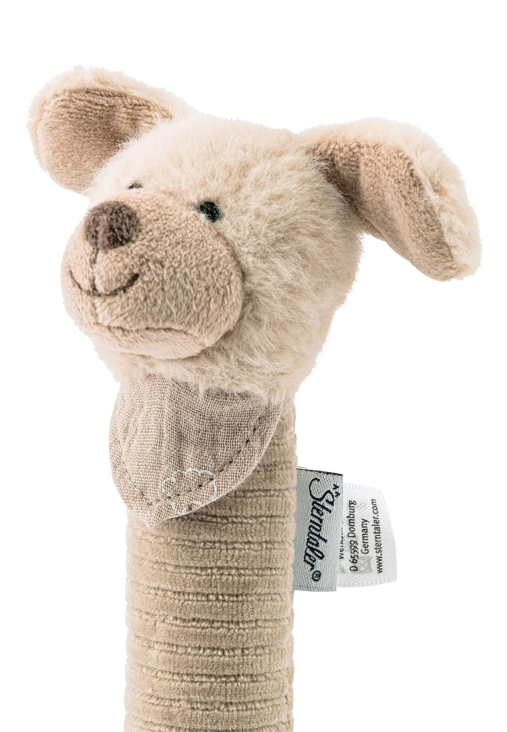 Sterntaler Dětské pískadlo Lucky dog - Hračka pro miminko z měkkého heboučkého materiálu se šňůrkou - Hračka pro děti Catch - První pokusy o chytání a hraní, šedobéžová Bebe Toys Naty Shop