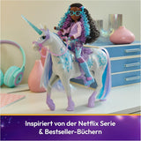 Unicorn Academy Unicorn Glacier – 28 cm vysoký, Laylin originální Netflix Unicorn se skutečnou hřívou a ocasem, odnímatelnou uzdou, sedlem a kartáčem, pro děti od 4 let