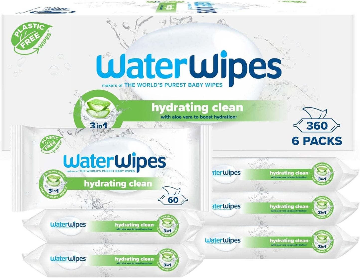 Vodní ubrousky Hydratační a čisticí dětské ubrousky s 99 % vody a extraktem z aloe Vera, vlhčené ubrousky na obličej a tělo Naty Shop 360 Wipes