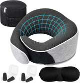 Polštář na krk Cestovní polštář z paměťové pěny Ergonomický design Polštář na krk z paměťové pěny s maskou na oči 2 špunty do uší a úložný vak Ideální pro spaní na cestách při cestování Naty Shop Krční ortopedické polštáře Výchozí název