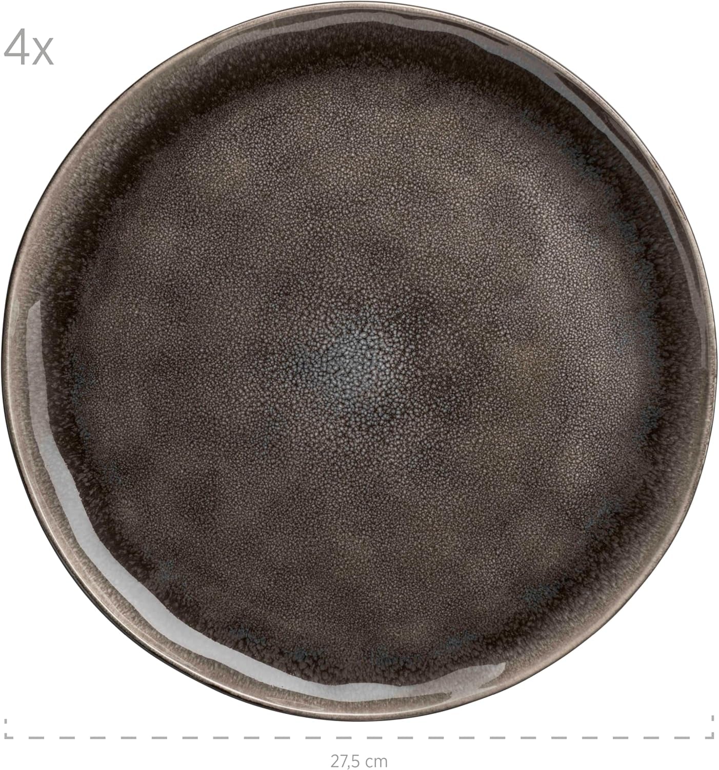 MÄSER 934073 Niara Organic Series Moderní sada nádobí pro 4 osoby se vzrušujícím vintage vzhledem, 16dílná kombinovaná služba se speciální kombinací černé a hnědé glazury, kamenina
