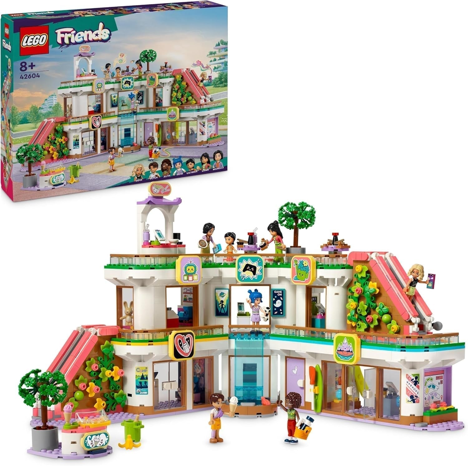 LEGO Friends Hračka domeček pro panenky v Heartlake City Store pro dívky a chlapce Sada figurek podporuje sociálně-emocionální rozvoj Dárek pro děti 8 let 42604 Stavebnice Besuche den LEGO-Store Single
