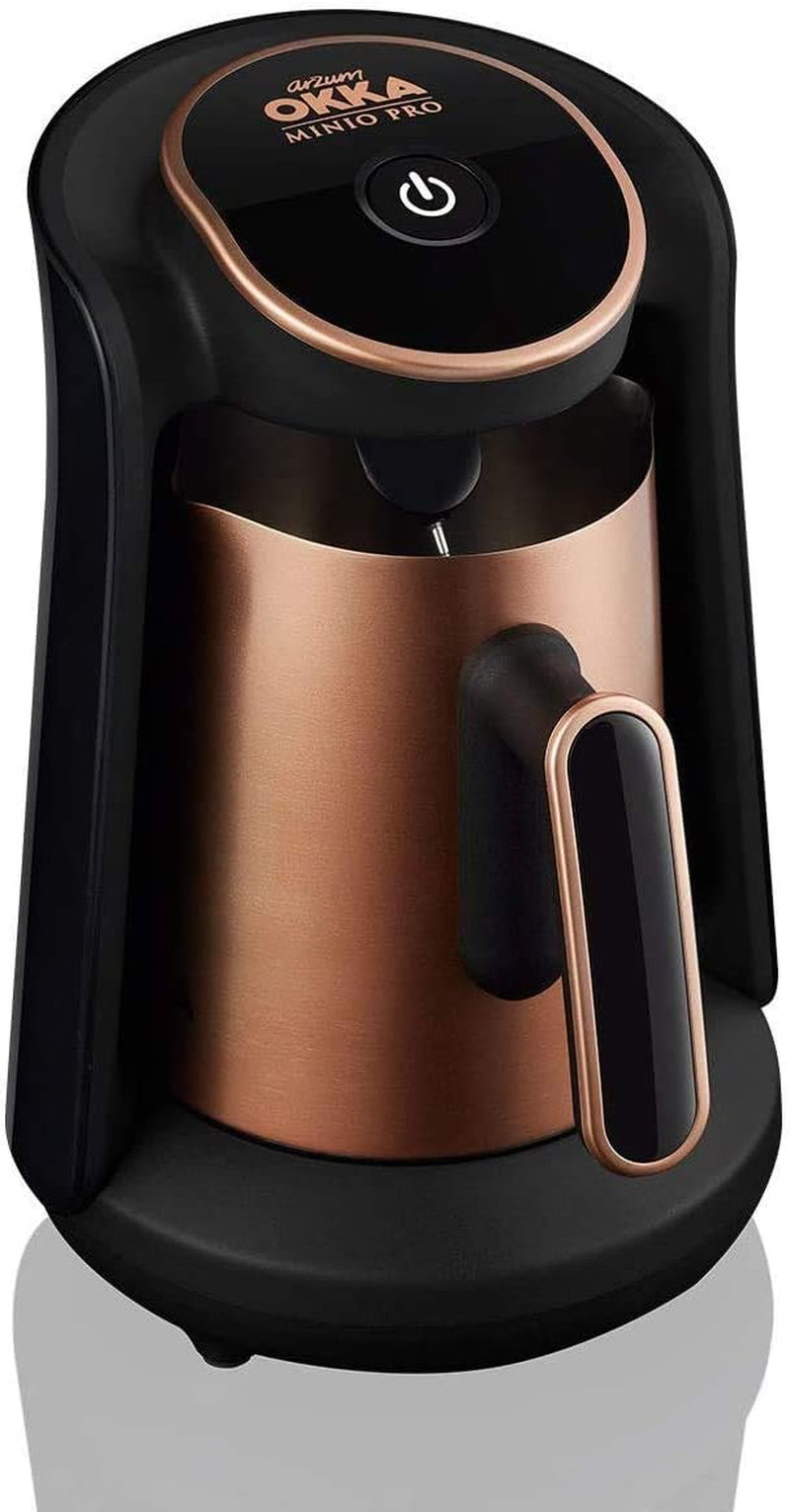 Turecký kávovar Arzum Okka Minio, moka, 1-4 šálky, 300 ml nerezová konvička, ochrana proti rozlití, chytrý systém vaření, omyvatelná konvička, 480 W, měď