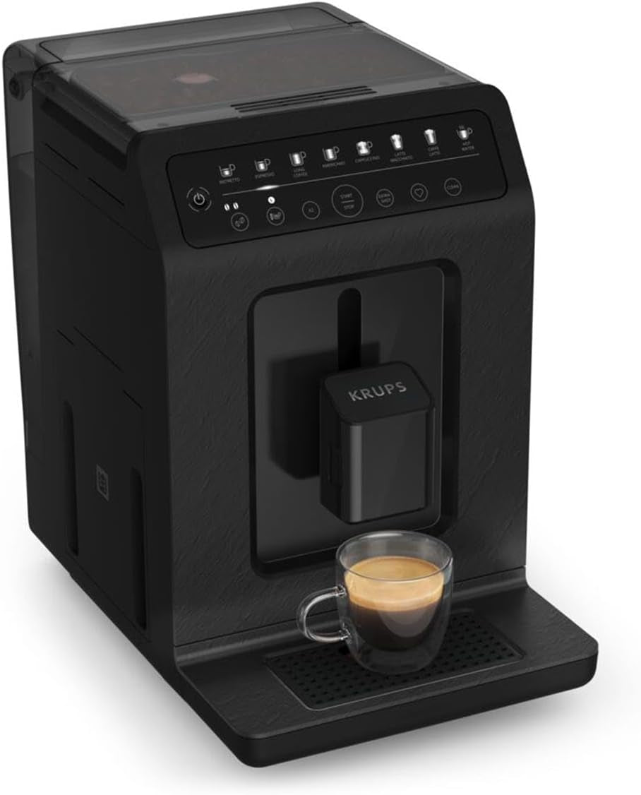 Krups EA897B Evidence ECOdesign automatický kávovar na espresso, funkce automatického espressa a cappuccina, technologie Quattro Force, šálky na mléko jedním dotykem, 8 předvoleb, mléčný systém, 1450 W