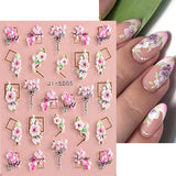 JMEOWIO 3D Nálepka na nehty Frühling Blume Nálepka na nehty Selbstklebend Nagelaufkleber 5D Stereoskopisch Buntes Letní Blumen Dekorace Nageldesign Zubehör 4 Blatt