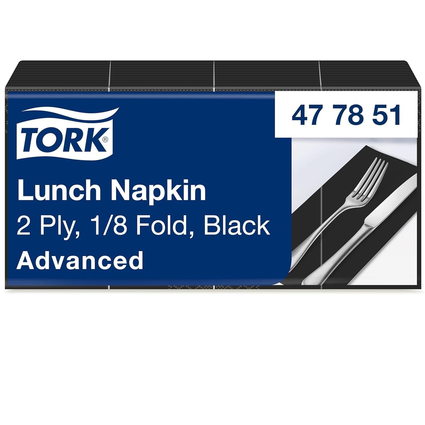 Tork 477851 Černé 1/8 složené ubrousky na oběd / 2vrstvé předem složené papírové ubrousky na občerstvení nebo malá jídla / pokročilá kvalita / ubrousky 10 x 200 (2000) / 32,6 x 33 cm (d x š)