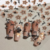 JMEOWIO 6 Blatt 3D Nálepka na nehty Blumen Nálepka na nehty Selbstklebend Nagelaufkleber 5D Stereoskopické Frühling Letní Blumen Dekorace Nageldesign Zubehör