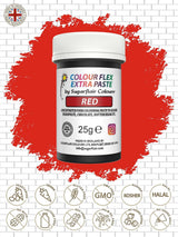 Sugarflair Colourflex Extra Paste potravinářské barvivo, červené - Jedlé potravinářské barvivo na máslový krém, čokoládu, cukrovou pastu, polevu, fondán, dortové směsi, těsto a další - 25g