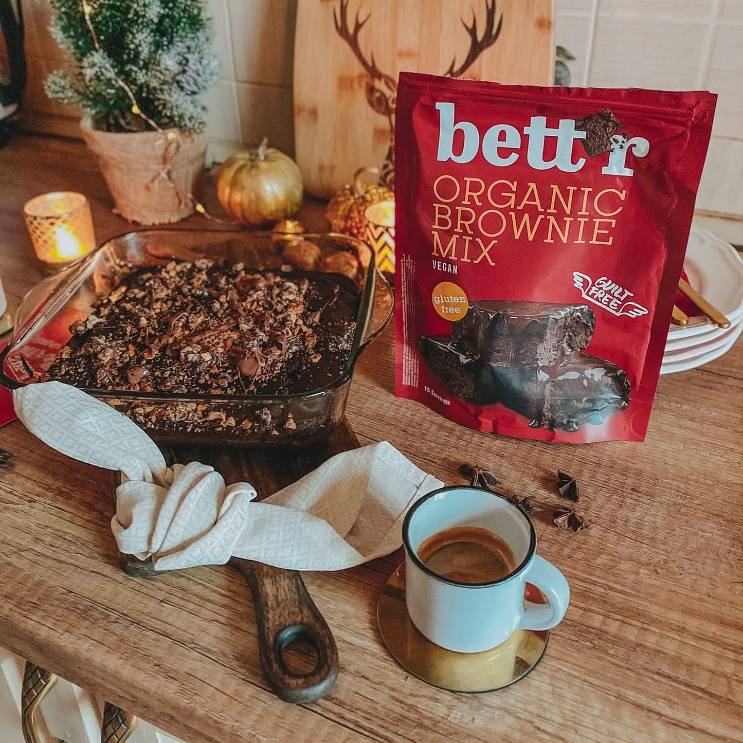 Bettr Organic Brownie Mix - Bio, veganské a bezlepkové brownies s bohatou kakaovou příchutí, 6 x 400 gramů Kitchen Naty Shop