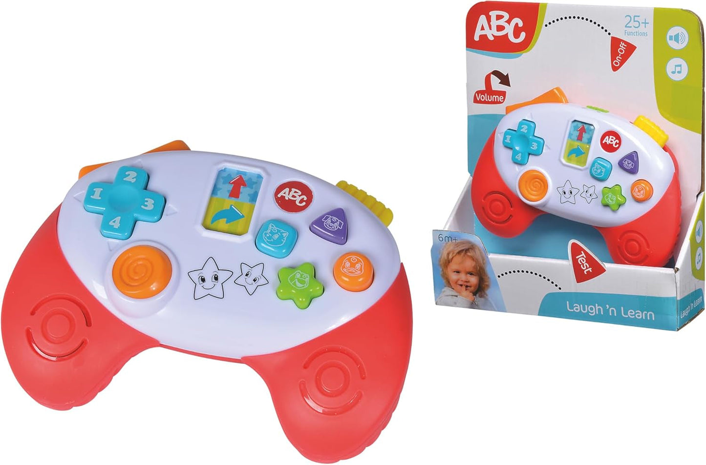 Simba 104010017 - Herní ovladač ABC, Hračka pro miminko, Zvuky zvířat, Písničky, 20+ zvuků, Od 12 měsíců, Motorické dovednosti, Hrací konzole, Hračka pro batolata, Telefon Bebe Toys Naty Shop
