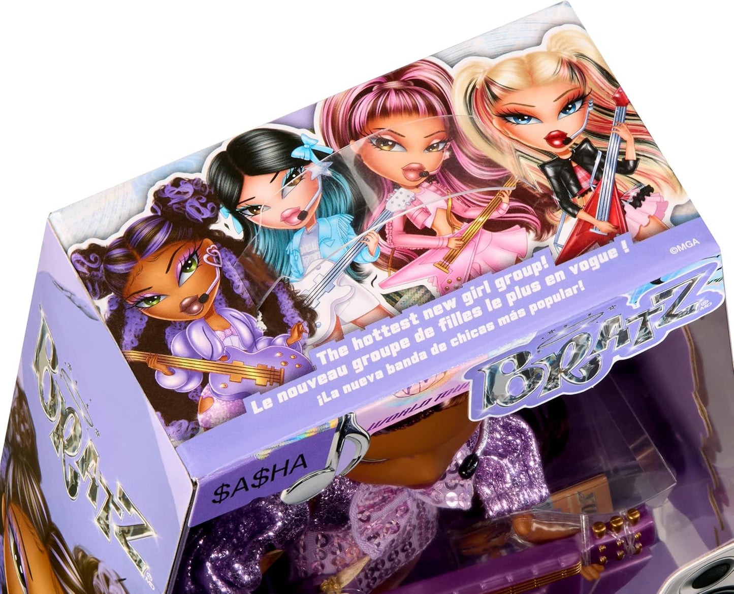 BRATZ Pop Starz Sasha – Módní panenka se sběratelskou klíčenkou, oblečením a hudebními doplňky