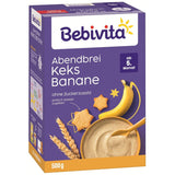 Večerní kaše se sušenkami a banány (4x500g), mléčná kaše od 5 měsíců, bez přidaného cukru, s cennými minerály a vitamíny, velmi zasytí