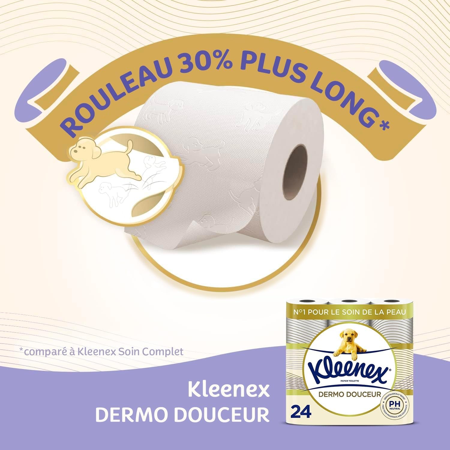KLEENEX Dermo Douceur 4230420 Toaletní papír, 24 rolí (4 X 6 rolí) bílý, 24 Unité (šarže 6)